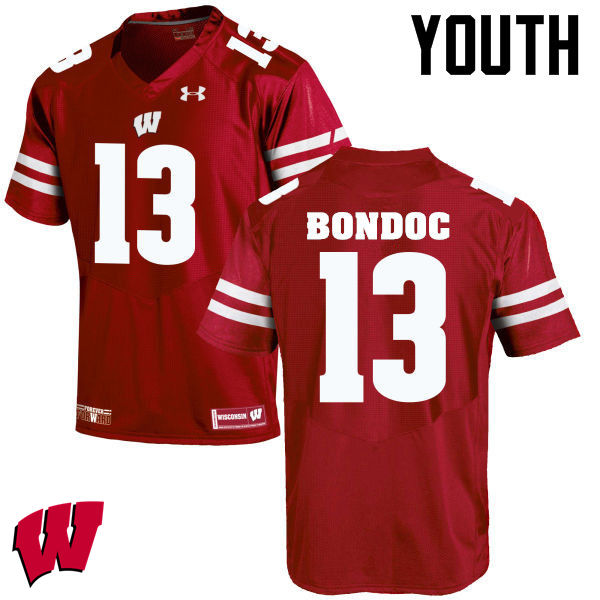 Wisconsin Badgers Youth #13 Evan Bondoc NCAA Under Armour Authentic Red College Stitched Football Jersey OQ40K72MT